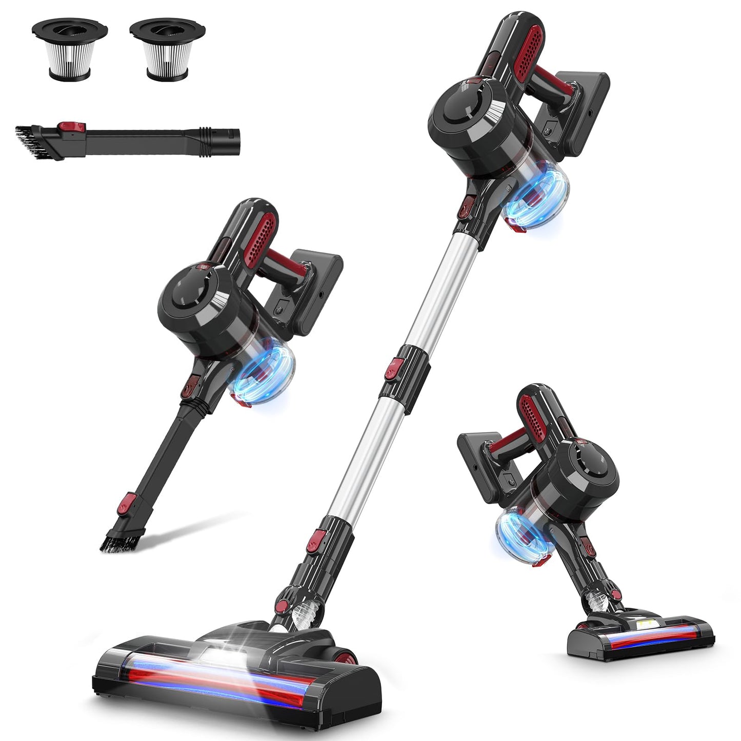 JYH Cordless Vacuum Cleaner, 25kPa Powerful Vacuum Cleaners for Home, Stick Vacuum Rechargeable with 2200mAh Detachable Battery, Up to 45 Mins, Portable Handheld Vacuum for Hardwood Carpet Pet Hair