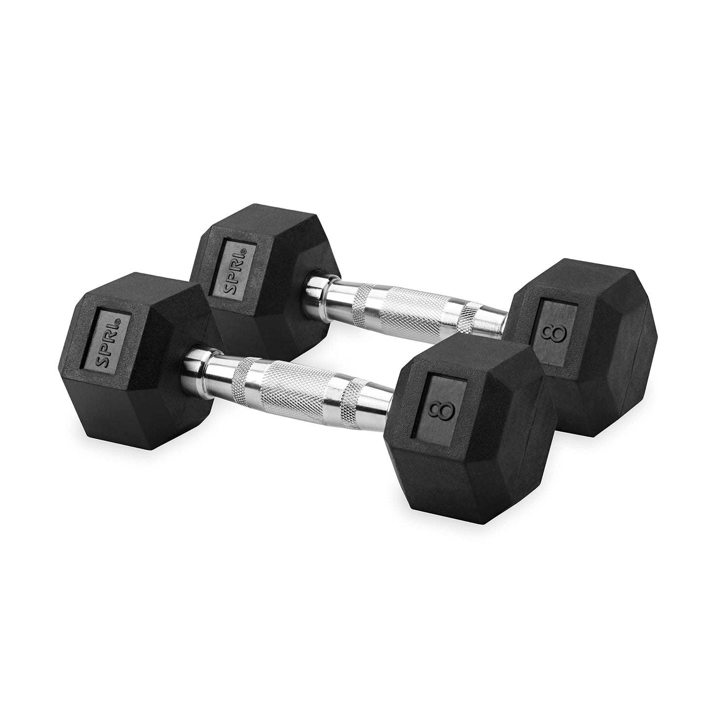 SPRI 8 lb Rubber Hex Dumbbell Set of 2