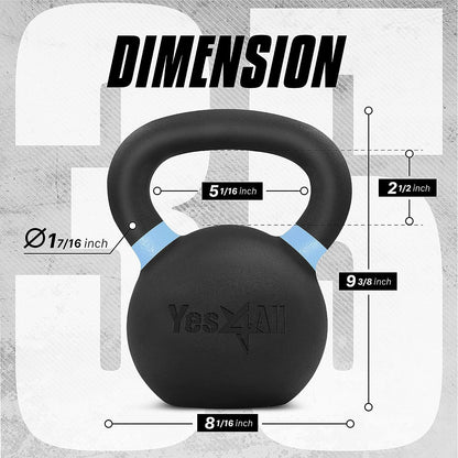 Yes4All 16 KG Cast Iron Kettlebell with Handle