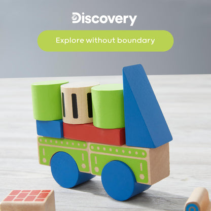 Discovery Kids 80-Piece Wooden Building Blocks Set