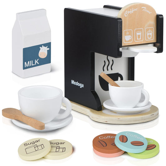 Kids Wooden Coffee Maker Toy Espresso Machine