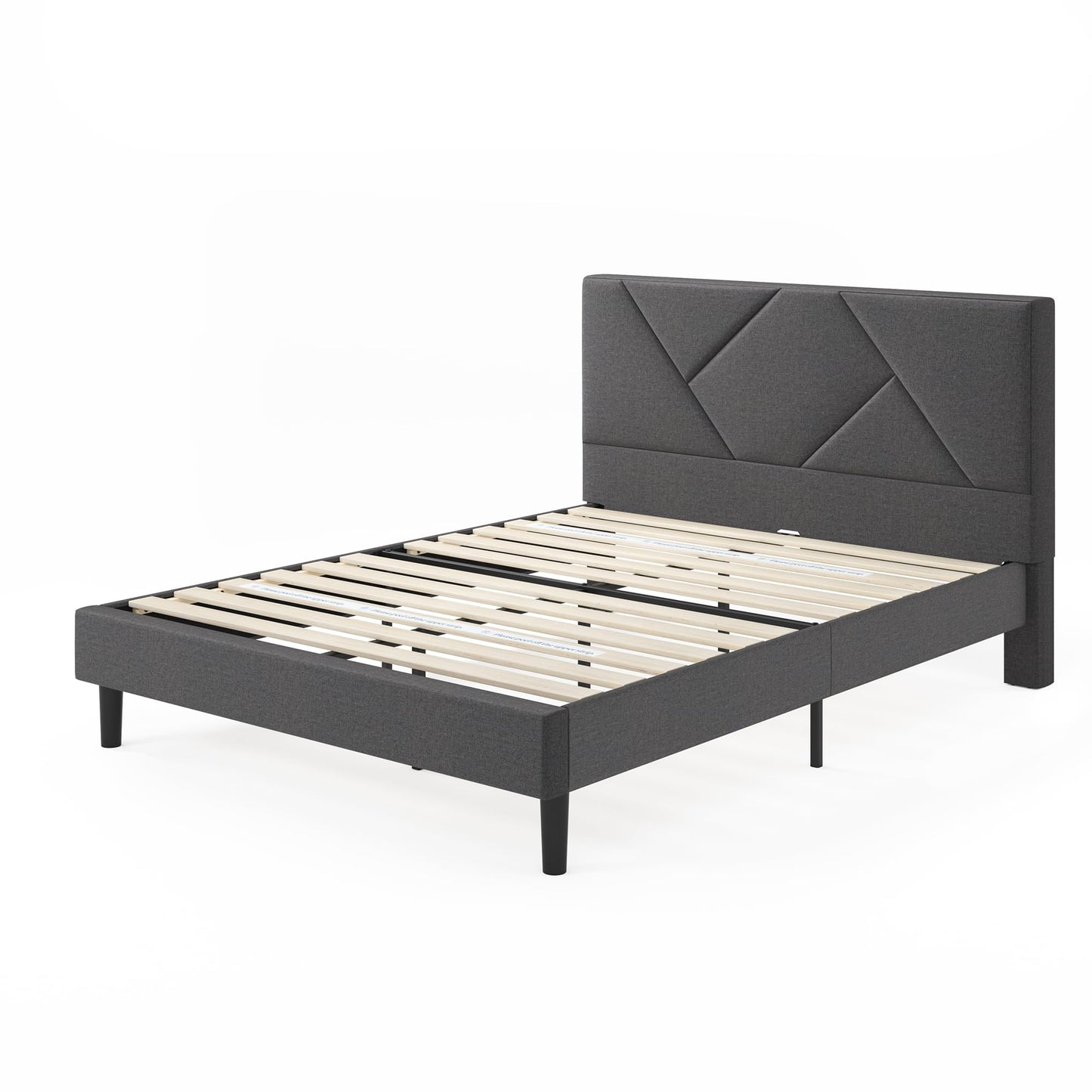 Zinus Judy Upholstered Platform Bed Frame, Mattress Foundation, Wood Slat Support, No Box Spring Needed, Eco Friendly WonderBox (TM), Easy Assembly, Dark Grey, Full