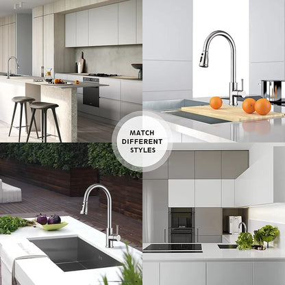 GUUKAR Kitchen Faucet with Pull Down Sprayer Brushed Nickel Stainless Steel Single Handle Modern Kitchen Sink Faucet with Deck Plate
