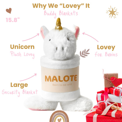 Unicorn Baby Lovey Security Blanket Plush Toy