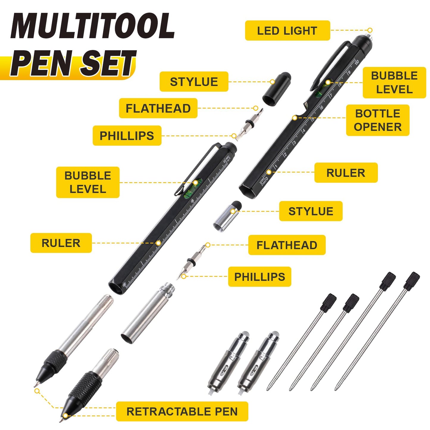 11-in-1 Multitool Pen with LED Light