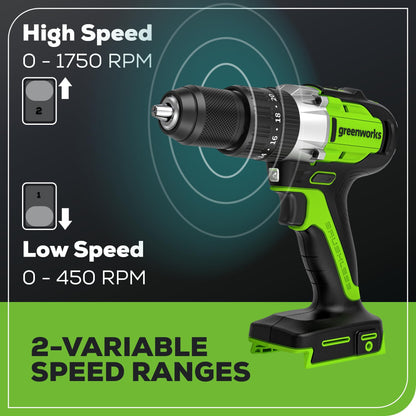 Greenworks 24V Brushless Hammer Drill with Battery