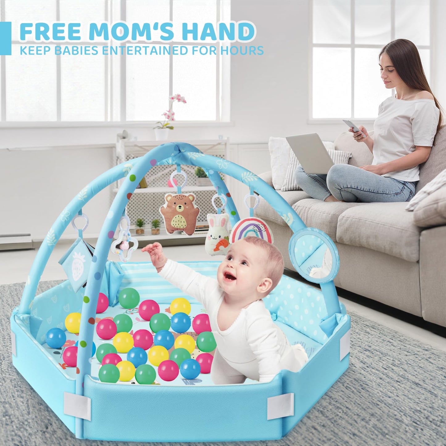 8-in-1 Baby Gym Play Mat with Toys