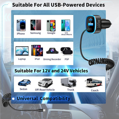 105W USB-C Fast Car Charger with 6FT Cable