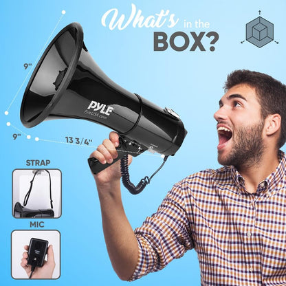Pyle 50W Megaphone with Siren and Volume Control