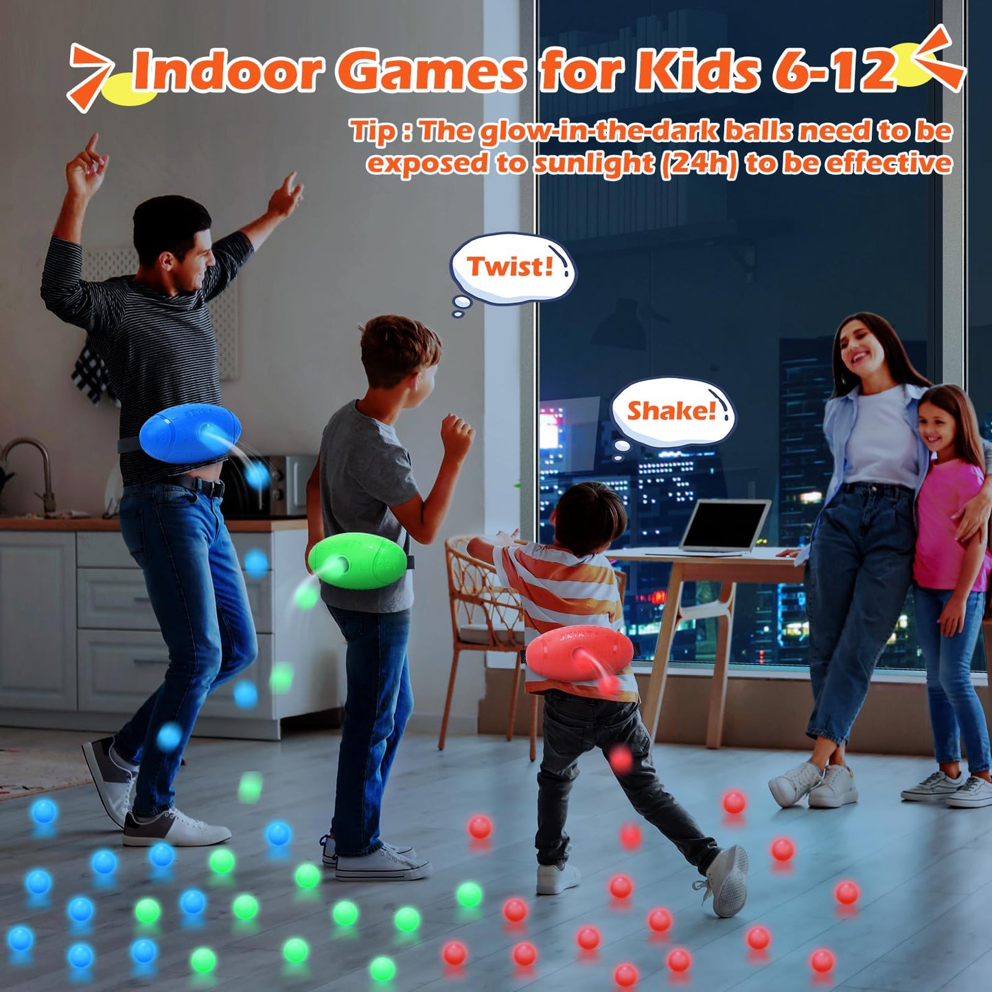 Skirfy Shaking Swing Balls Party Game,3 Pack Floor Game Party Favor Carnival Birthday Game for Kids Adult with 60 Balls, Outdoor Indoor Toys for Boys Girls, 4th of July Games Kids Toys