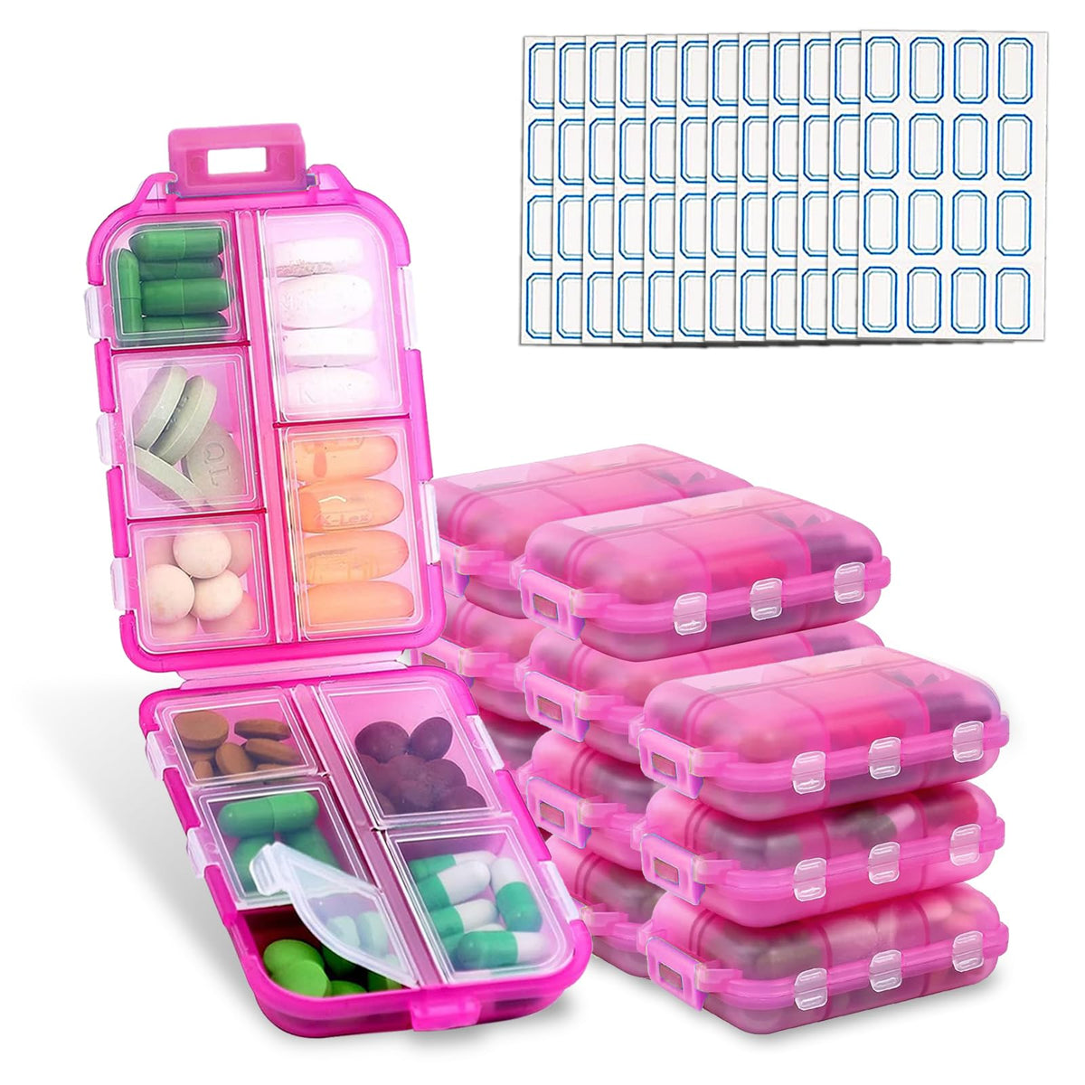 12 Pack Travel Pill Organizer Cases