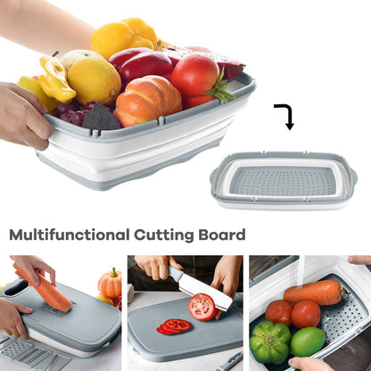 Collapsible Camping Cutting Board with Colander