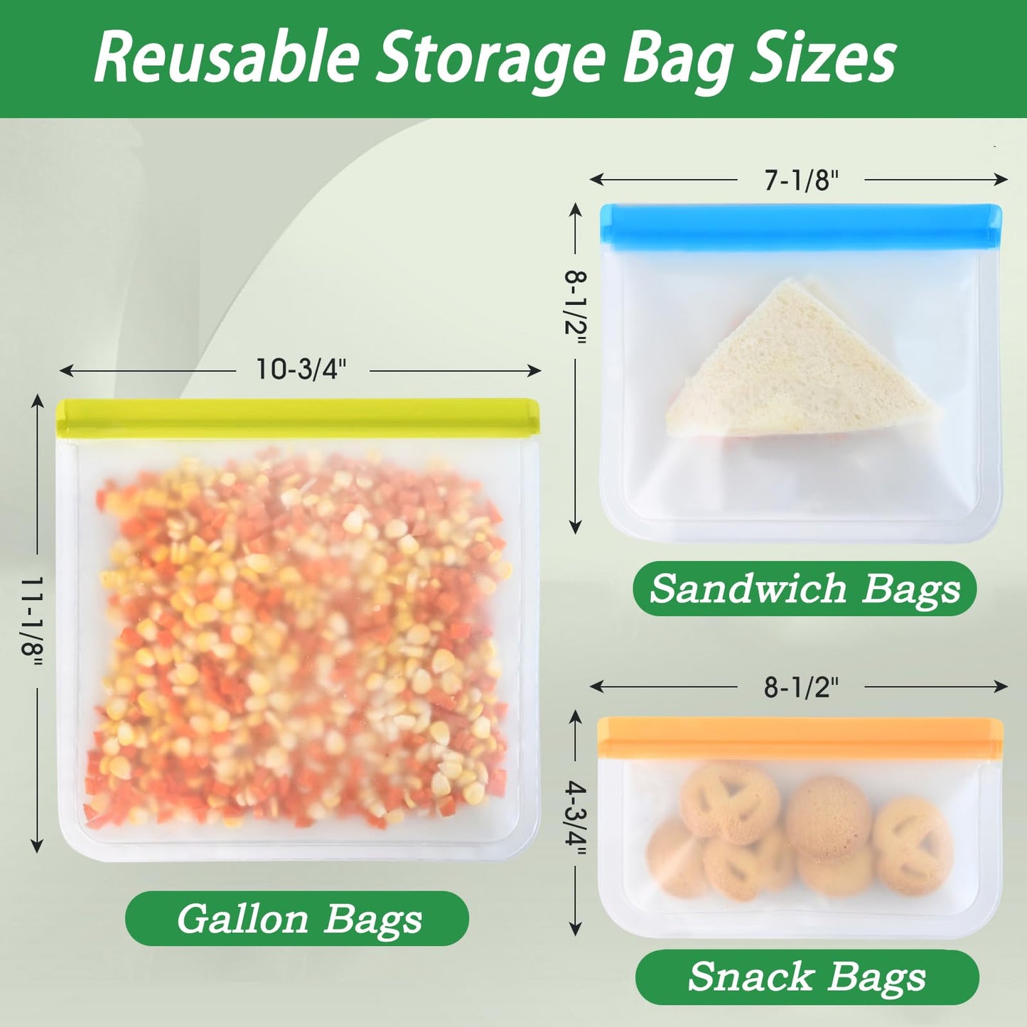 Reusable Leakproof Sandwich Freezer Bags - 9 Pack