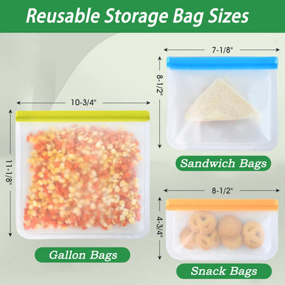 Reusable Leakproof Sandwich Freezer Bags - 9 Pack
