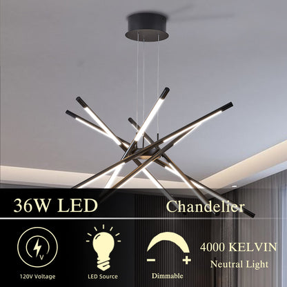 Dimmable Black Sputnik Ceiling Light Fixture