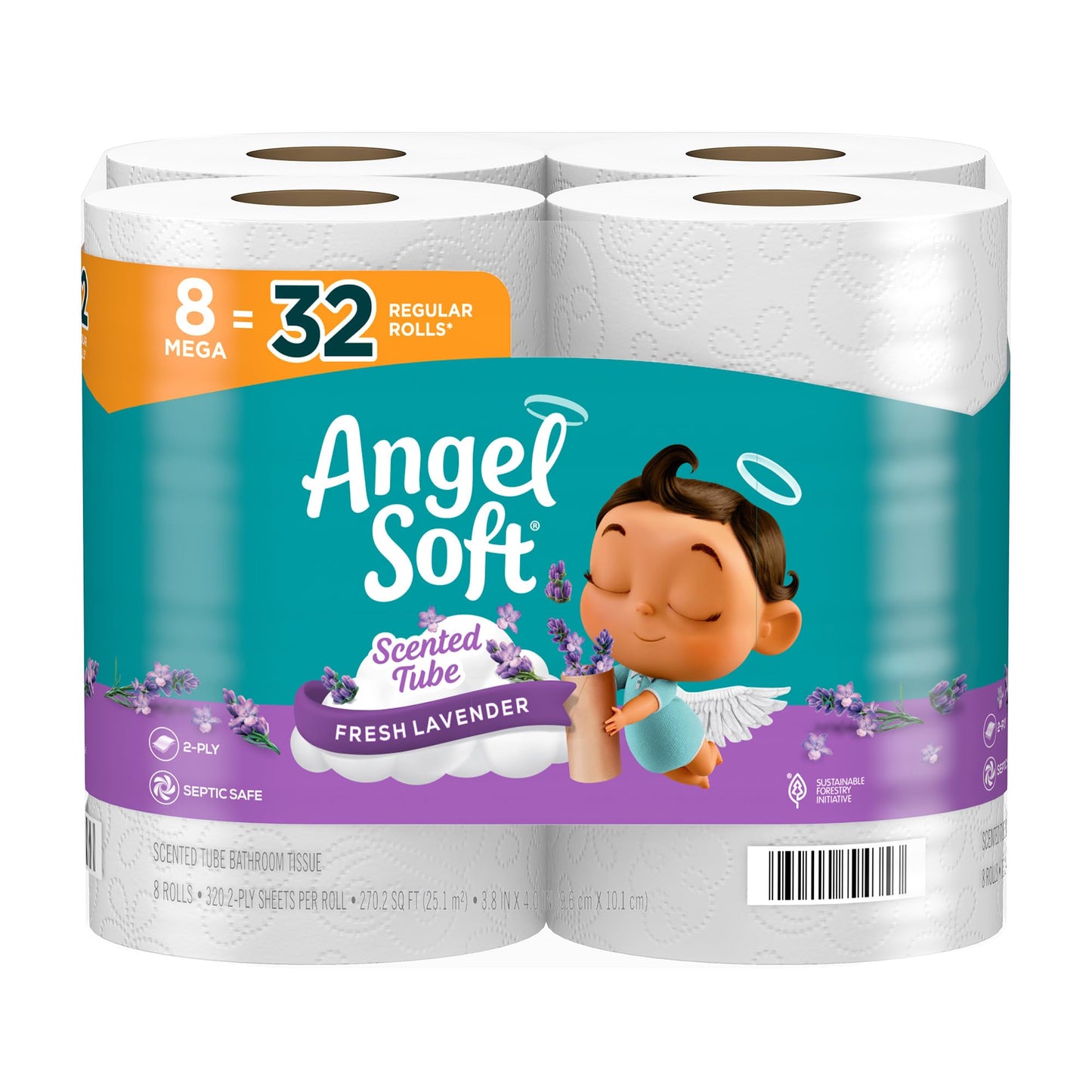 Angel Soft Lavender Scented Toilet Paper, 8 Mega Rolls