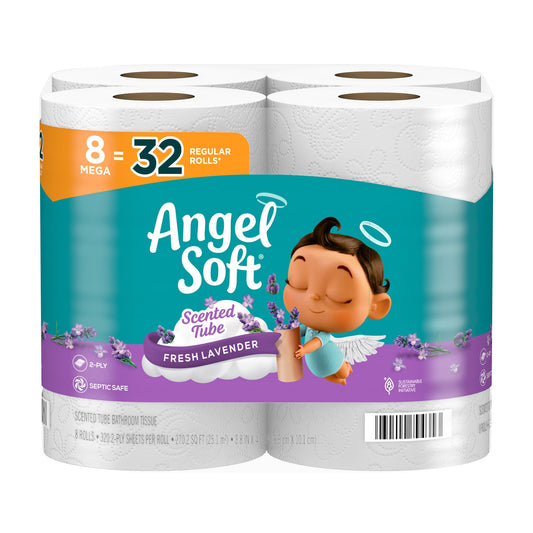 Angel Soft Lavender Scented Toilet Paper, 8 Mega Rolls