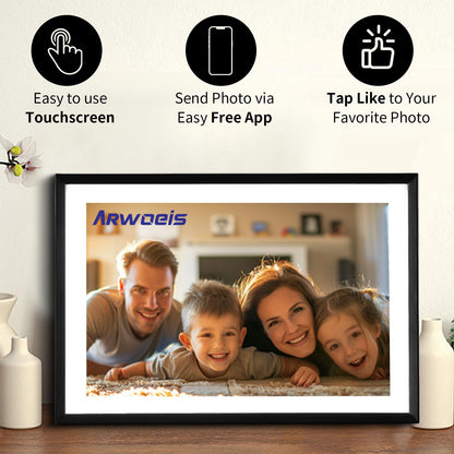 ARWOEIS 10.1 Inch WiFi Digital Picture Frame, 1280x800 HD IPS Touch Screen Digital Photo Frame with 16GB Storage, Auto Rotation, Share Photos Or Videos for via APP