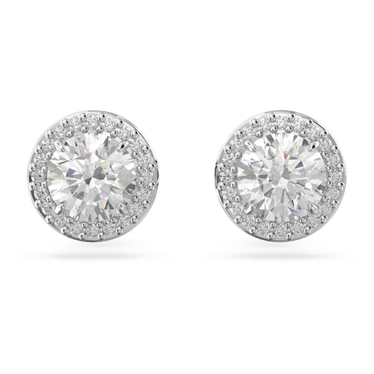 SWAROVSKI Constella Pierced Stud Earrings, White Crystals on a Rhodium Finish Setting, Part of the Constella Collection