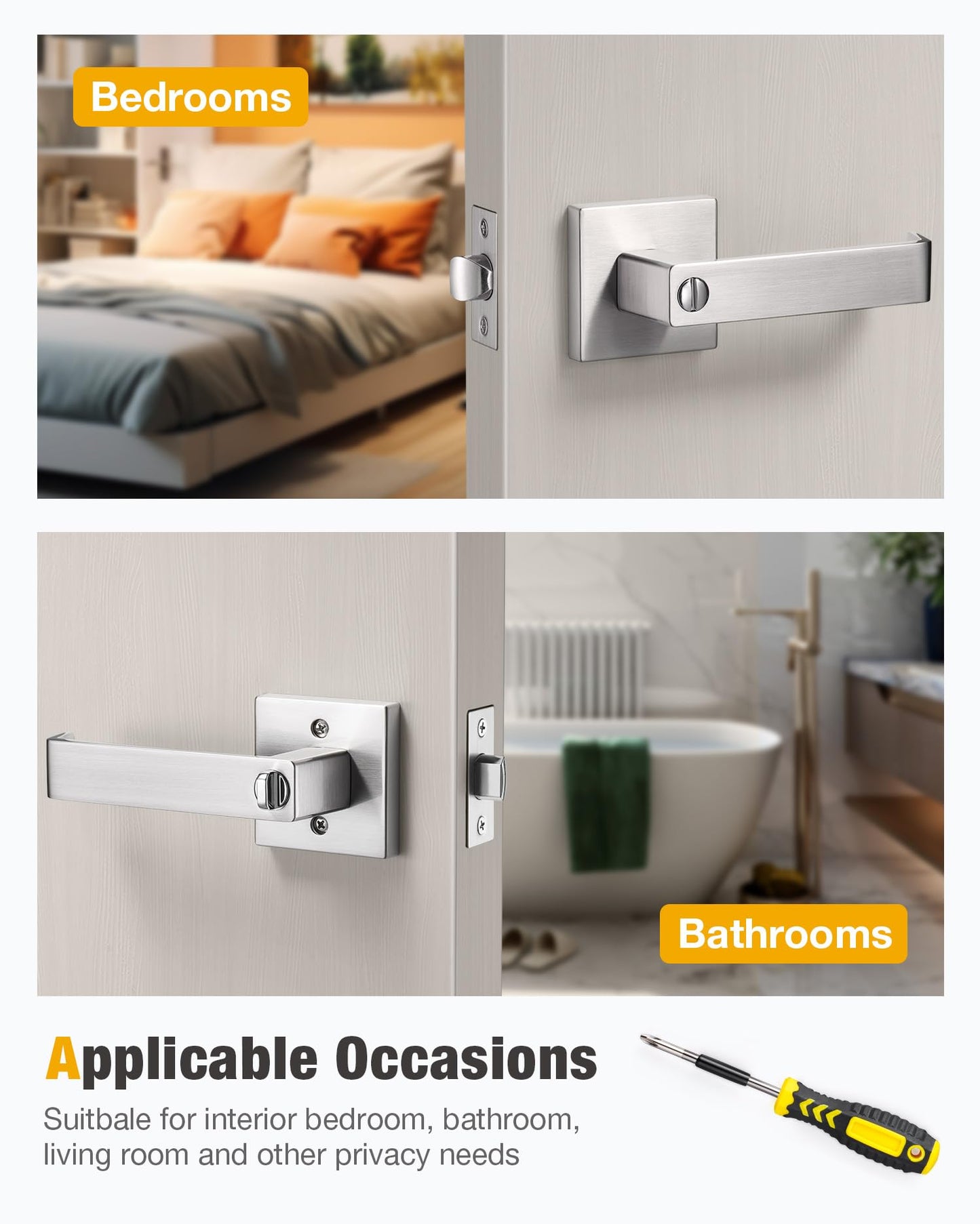 Privacy Door Lever Lock for Bathroom or Bedroom