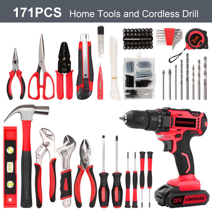COMOWARE 171PCS Tool Kit with Cordless Drill