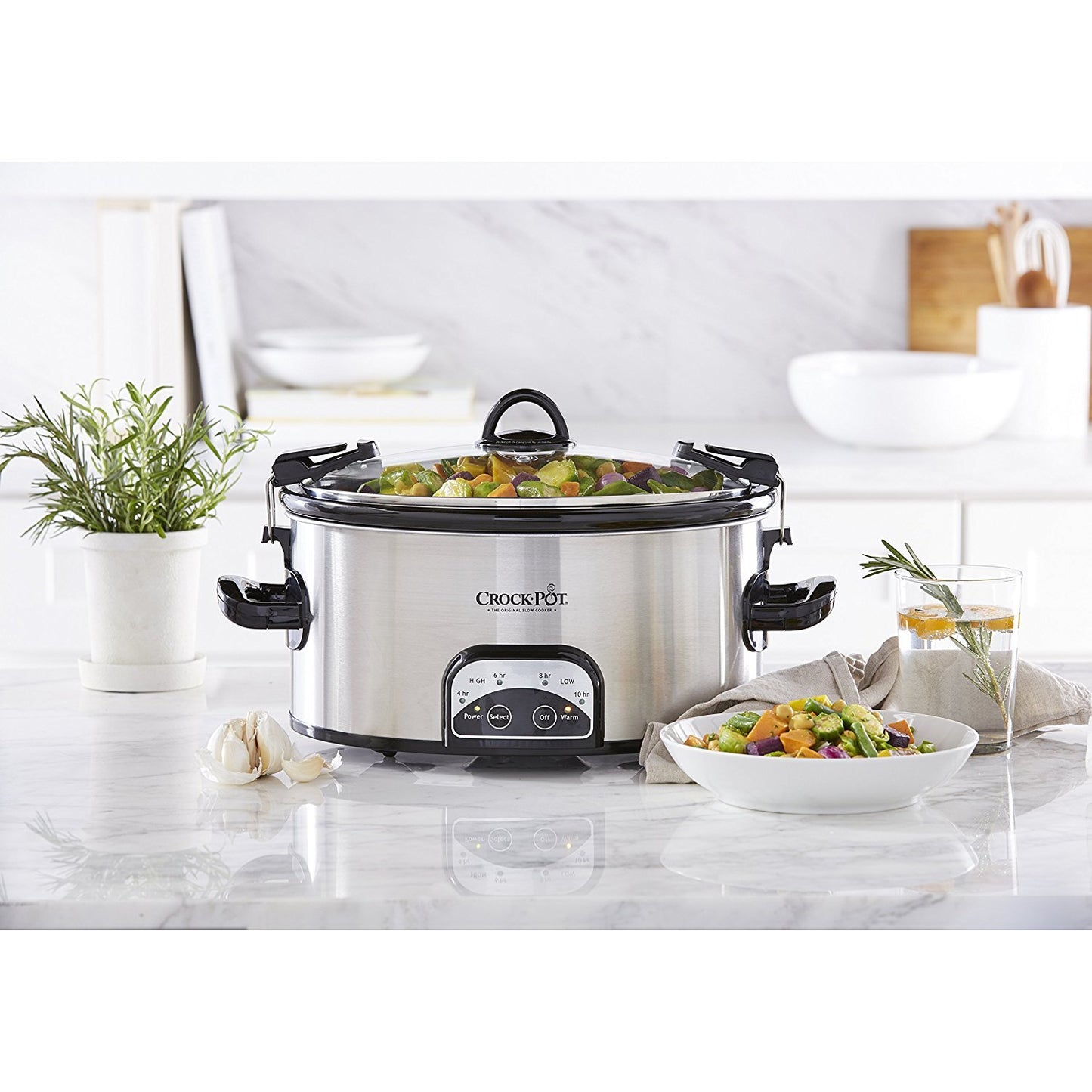 Crock-Pot 7 Quart Oval Manual Slow Cooker, Stainless Steel (SCV700-S-BR), Versatile Cookware for Large Families or Entertaining