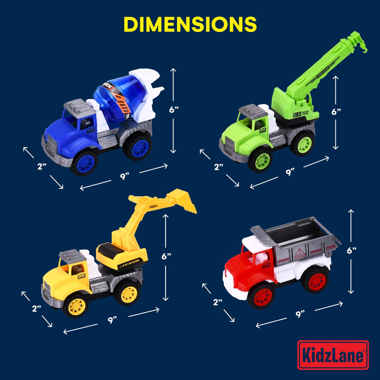 Kidzlane Toddler Dump Truck Toy Set - 4-Pack