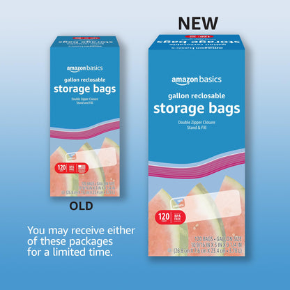 Amazon Basics Gallon Food Storage Bags, 120 Count
