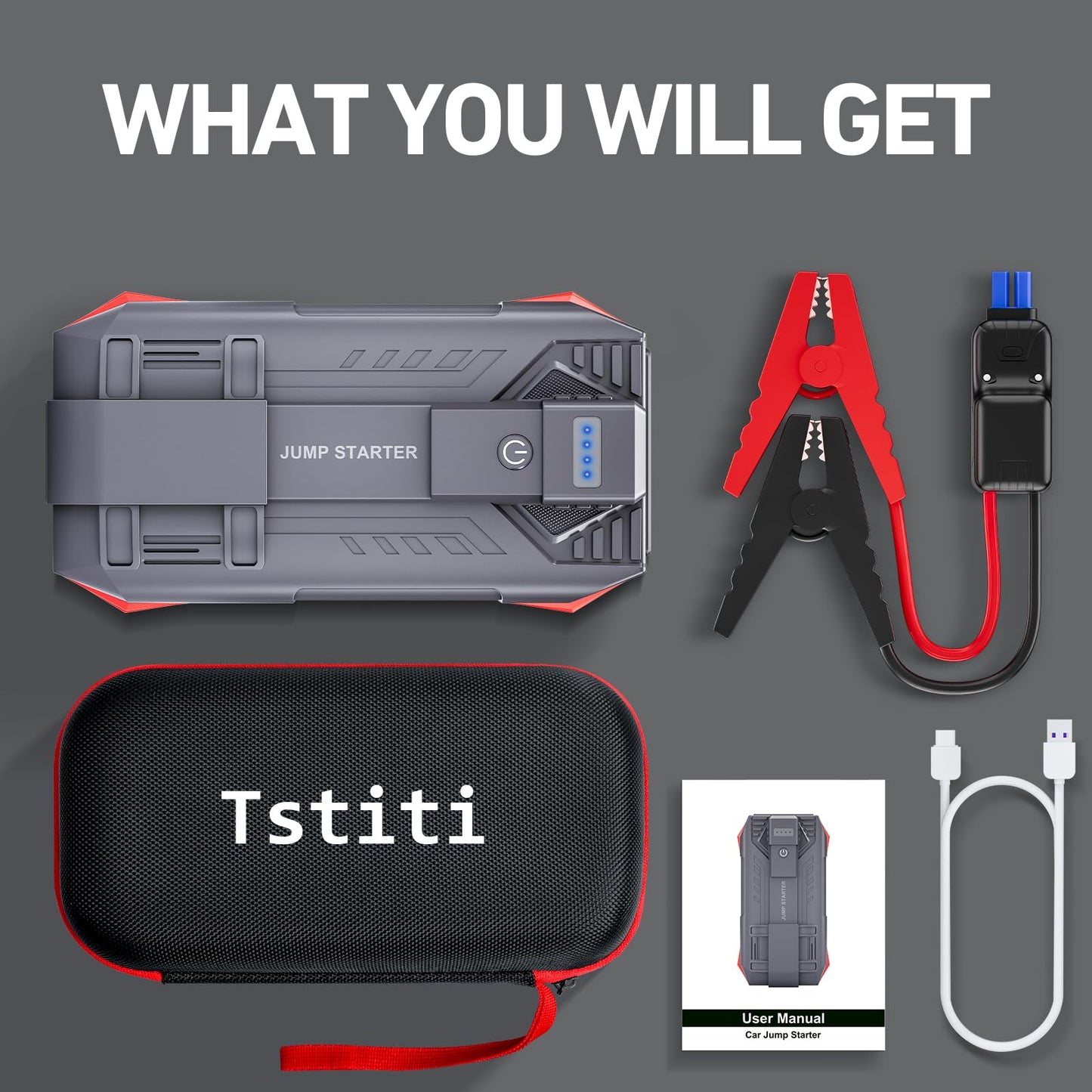 4000A Peak Car Jump Starter with USB Power Bank
