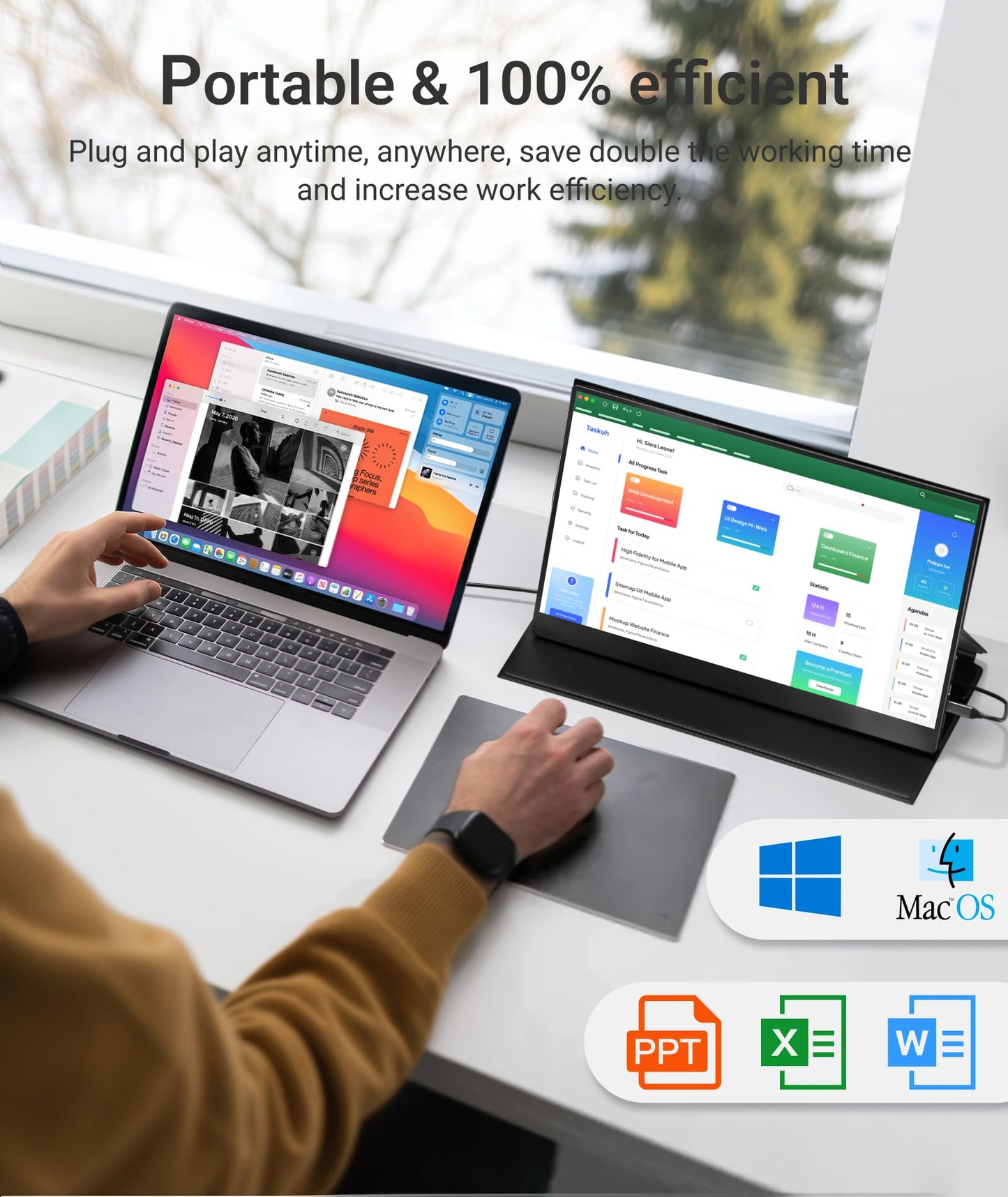 15.6" FHD Portable Monitor with USB-C & HDMI