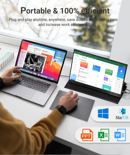 15.6" FHD Portable Monitor with USB-C & HDMI