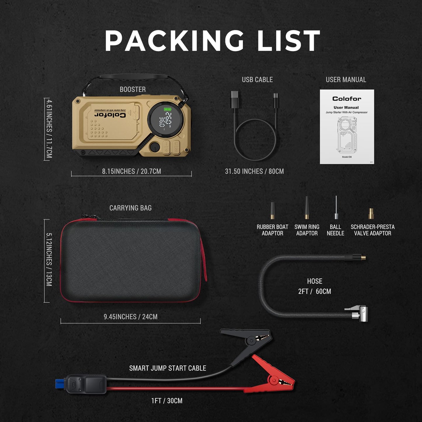 Portable Car Jump Starter with Air Compressor