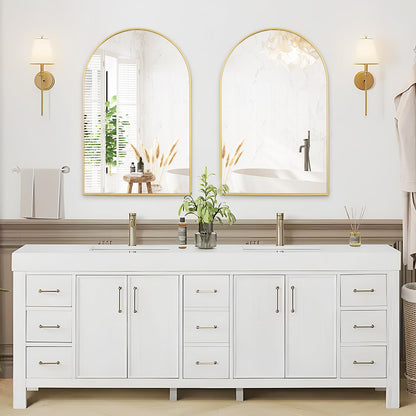Rosynee Gold Arched Bathroom Mirror - 20x30 Gold Mirror Arch Framed for Wall, Over Sink Mantel Vanity Mirrors Decorative for Dresser, Firplace