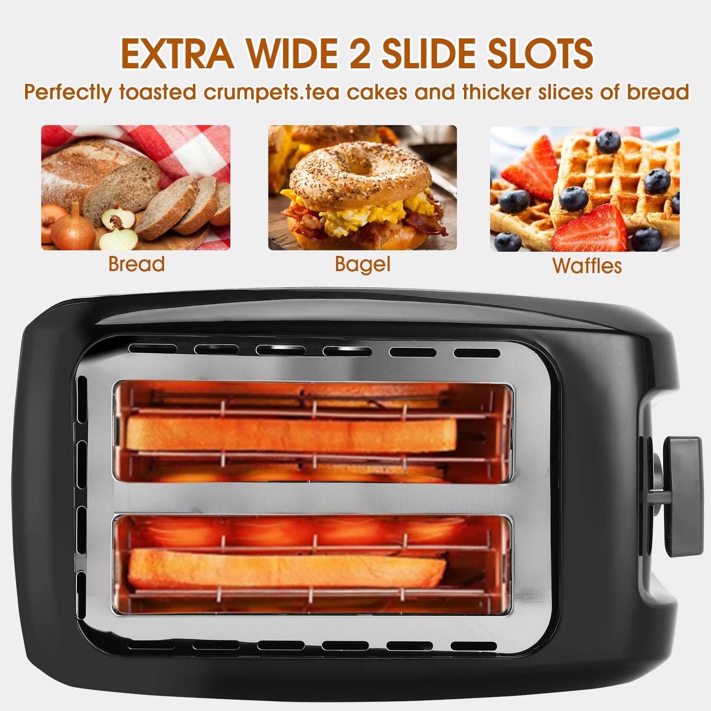 Toaster 2 Slice Stainless Steel Toaster Two Slice Toaster with Removable Crumb Tray Toaster Wide Slot Toasters 2 Slice Best Rated Prime with 7 Bread Shade Settings and Bagel, Defrost, Cancel Function