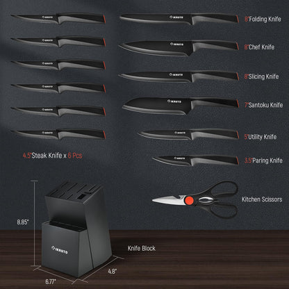 IKRUTO 15-Piece Professional Kitchen Knife Set