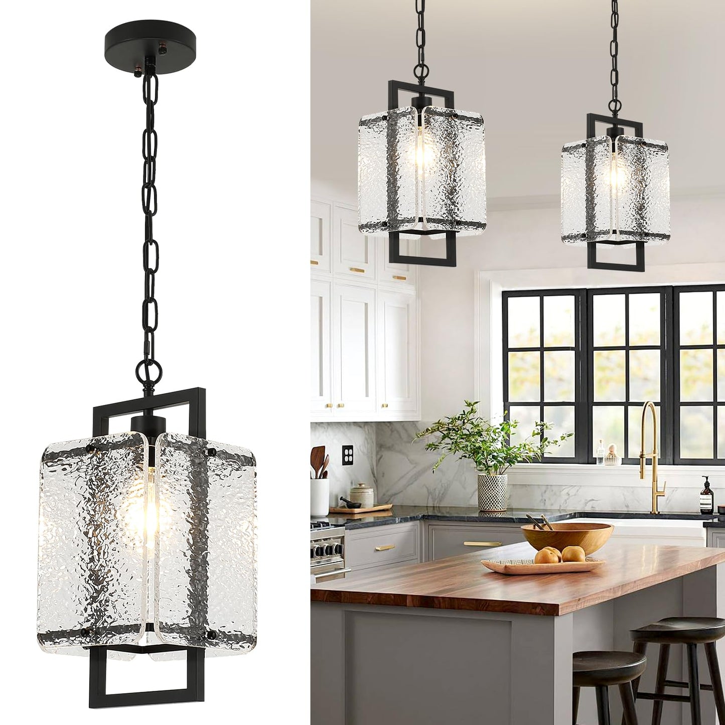 ECOBRT Black Crystal Chandelier for Modern Spaces
