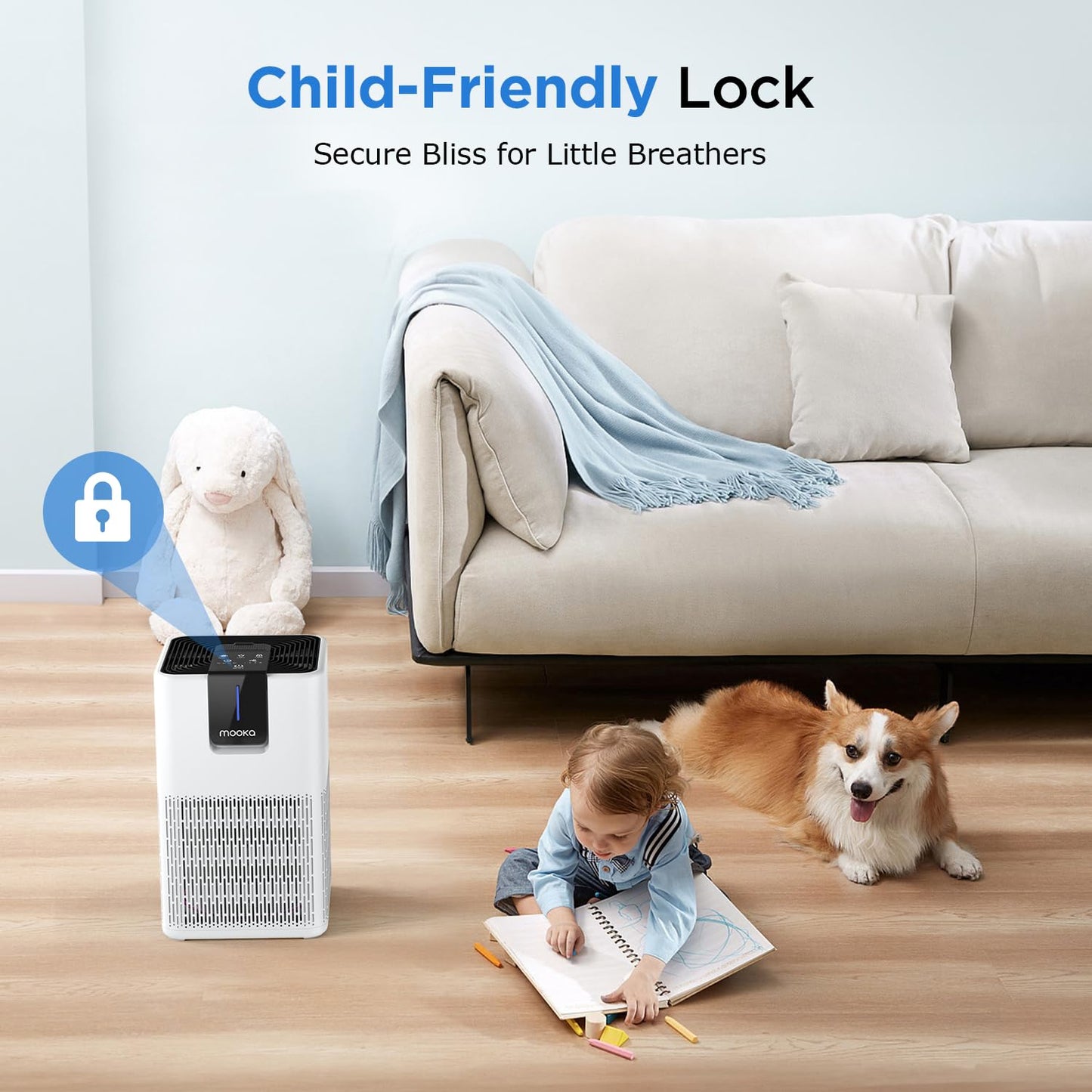 MOOKA H13 HEPA Air Purifier for Large Rooms