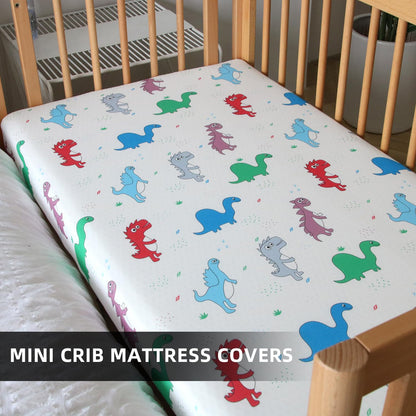 Mini Crib Fitted Sheets 2-Pack - Dinosaurs