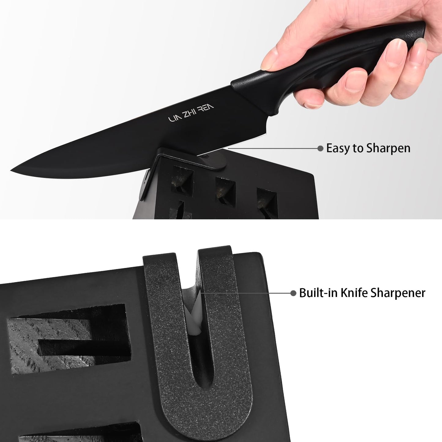 15-Piece Kitchen Knife Set with Block & Sharpener