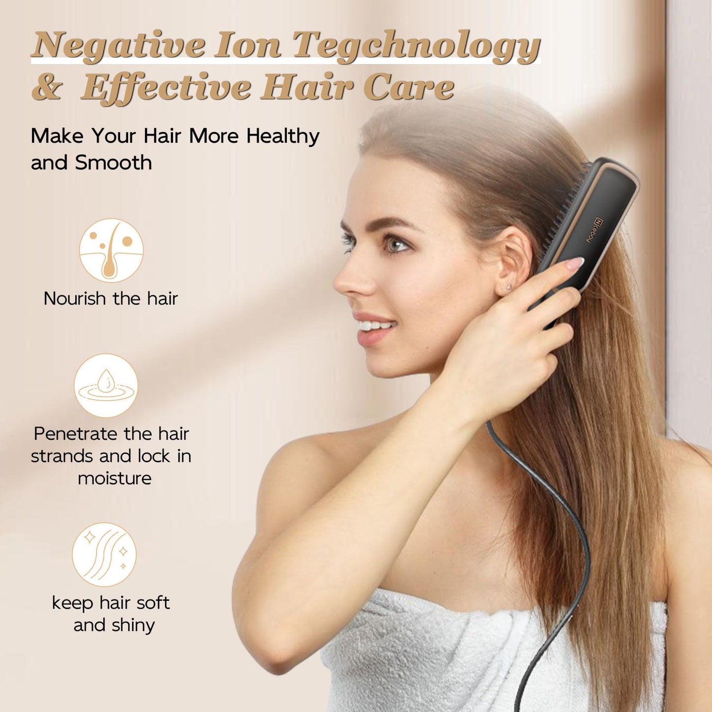 Nicebay Hair Straightener Brush with LED Display