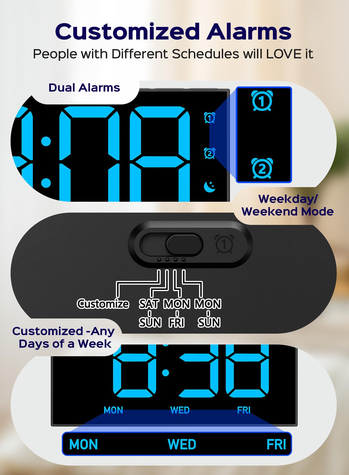 GOLOZA Digital Alarm Clock with USB and Snooze