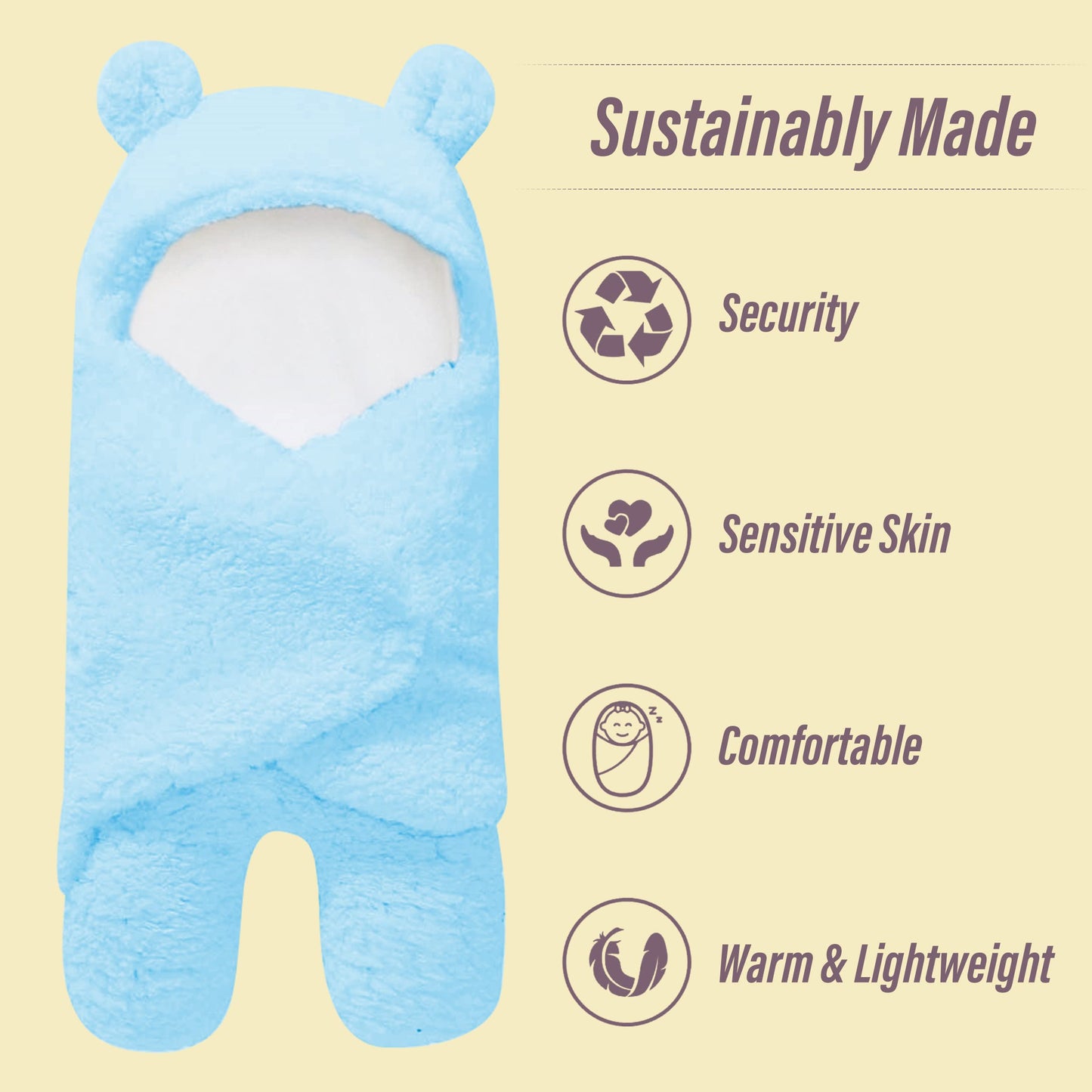 2 Pack Ultra Warm Sherpa Plush Baby Sleeping Swaddle Wrap - Newborn Essentials Must Haves for 0-6 Months - Baby Shower Registry Search Gifts for Boys Girls - Baby Stuff (Aquamarine and White)