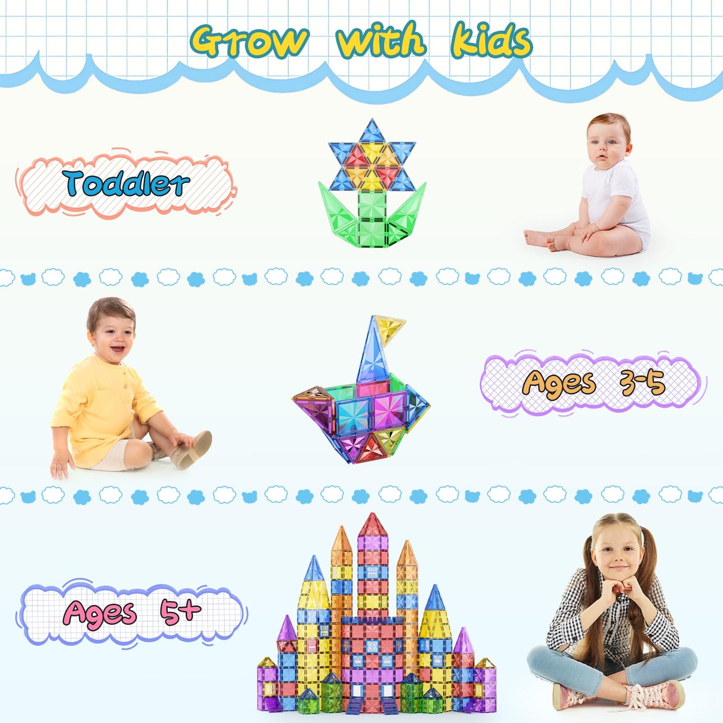 Colelulu 102PCS Diamond Magnetic Tiles Toys Gifts for 3+ Year Old Boy Girl, STEM Magnet Toys for Toddlers, Magnetic Building Blocks Preschool Learning Montessori Sensory Toys for Age 3-5 4-8 8-12