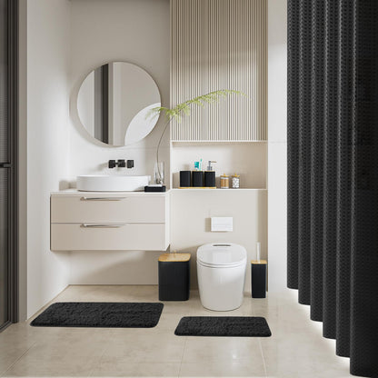 22PCS Black Bathroom Accessories Set with Curtain