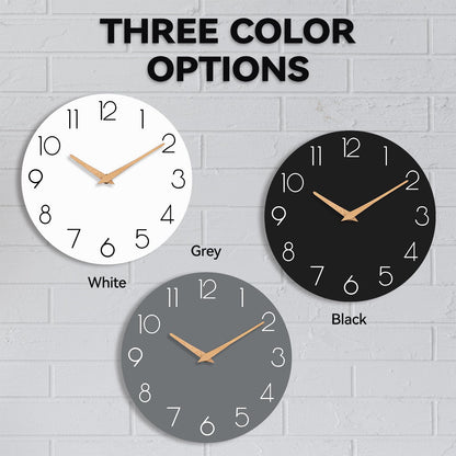 cicininc Wall Clock, Gray Wooden Silent Non-Ticking, Decorative Battery Operated Wall Clocks for Bedroom, Kitchen, Home, Living Room, Office, School, Hotel (8 Inch)