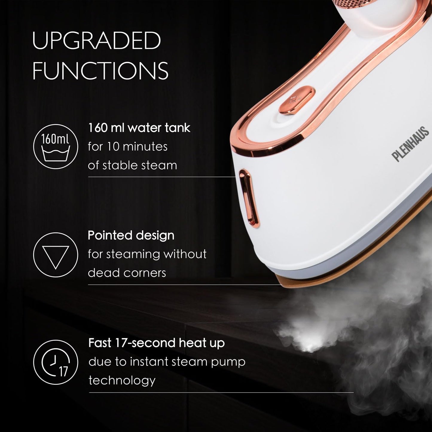 Professional Garment Steamer for Clothes 2 in 1, High Steam Volume 20g/min for Powerful Wrinkle Removal, Leak Proof, 120v, 1000w