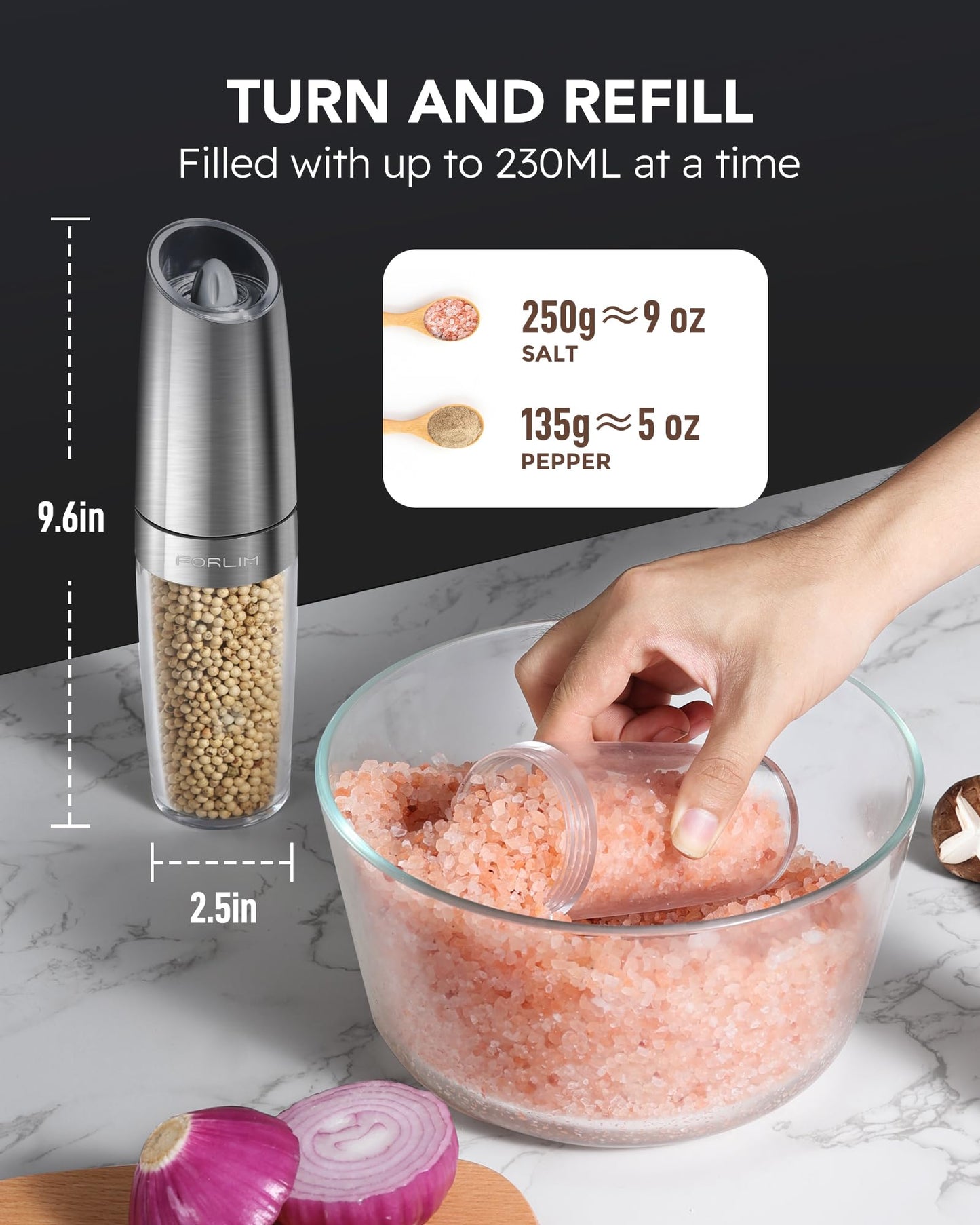 FORLIM Automatic Salt and Pepper Grinder Set