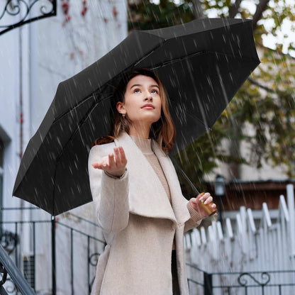 Windproof Travel Umbrella with Wood Handle