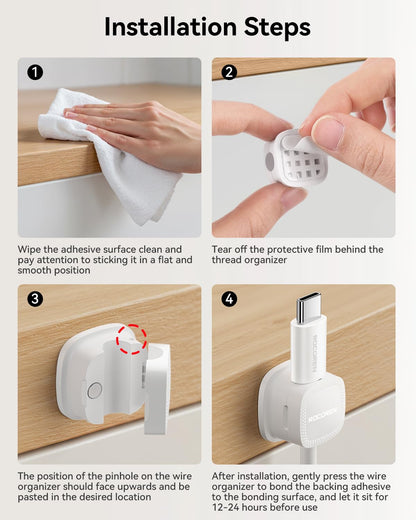 6-Pack Magnetic Cable Clips for Desk Organizer