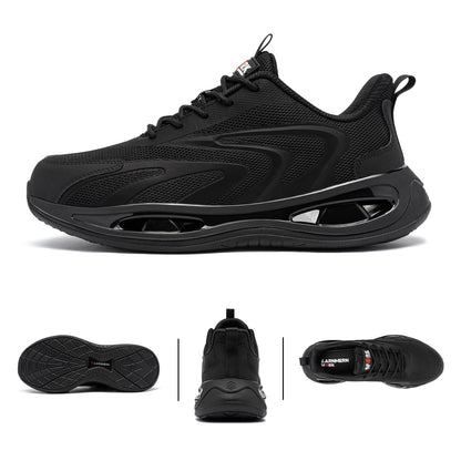 LARNMERN Steel Toe Shoes Men Breathable Work Sneakers Safety Lightweight Comfortable Tennis Shoe Indestructible Sneaker(10 Men, Black)